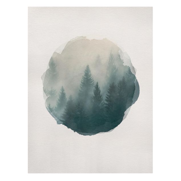 Quadri su tela - Acquarelli - Foreste di conifere in funzione caso di nebbia