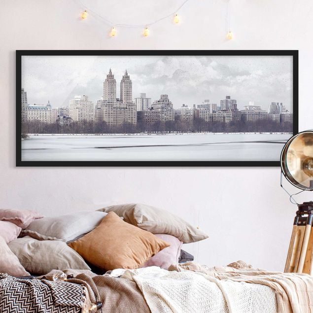Poster con cornice - No.YK2 New York Nella Neve - Panorama formato orizzontale