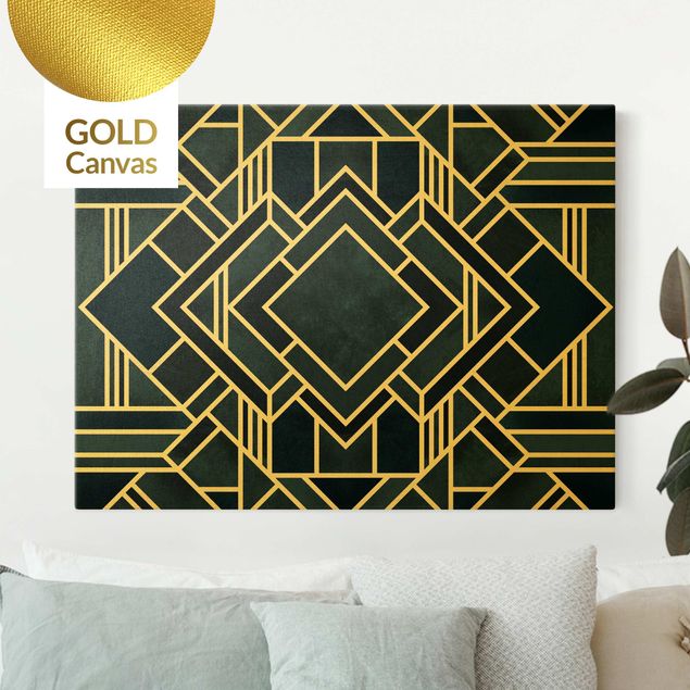  Tele oro Geometria dorata - Blu Art Déco