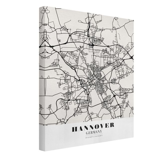 Quadri moderni per soggiorno Mappa di Hannover - Classica