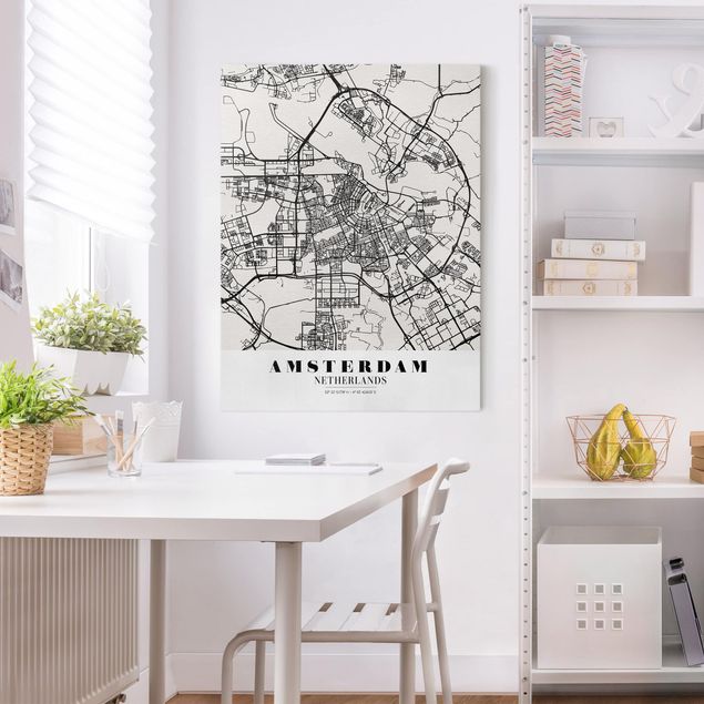 Mappamondo su tela Mappa della città di Amsterdam - Classica