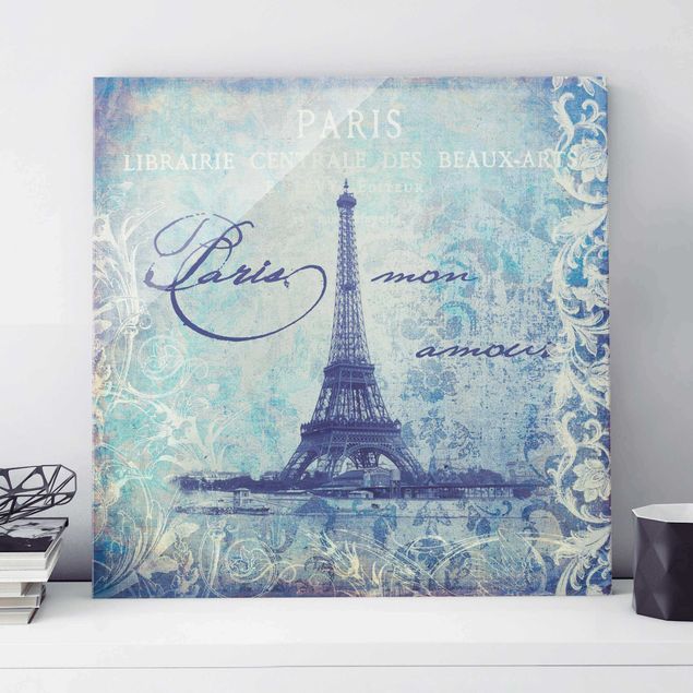 Lavagna magnetica vetro Collage vintage - Parigi Mon Amour