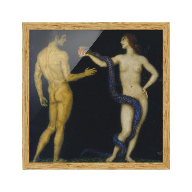 Poster con cornice - Franz Von Stuck - Adam And Eve - Quadrato 1:1