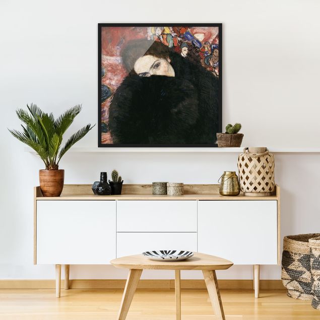 Poster con cornice - Gustav Klimt - Lady With Muff - Quadrato 1:1