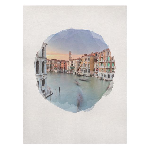 Quadri su tela - Acquarelli - Vista Canal Grande dal Ponte di Rialto di Venezia