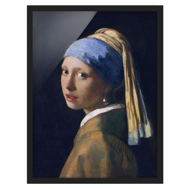 Poster con cornice - Jan Vermeer van Delft - Ragazza con l'orecchino di perla - Verticale 4:3