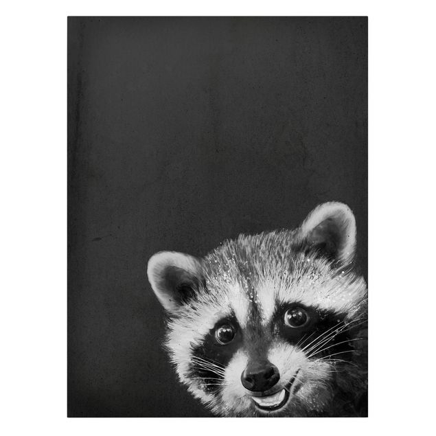 Quadro su tela animali Illustrazione - Racoon Pittura in bianco e nero