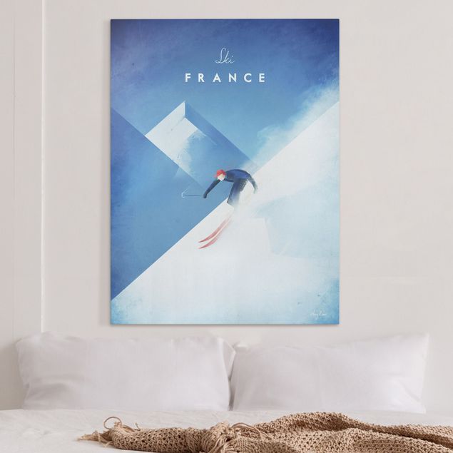 Quadri con montagne Poster di viaggio - Sciare in Francia