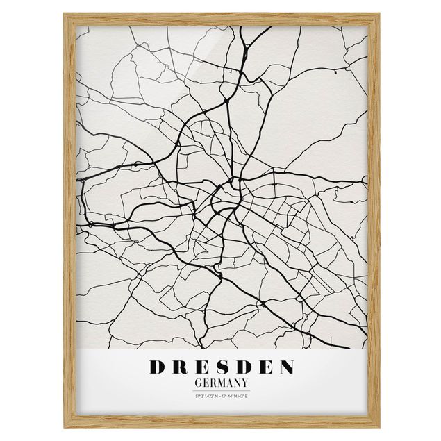 Poster con cornice - Dresden City Map - Classic - Verticale 4:3