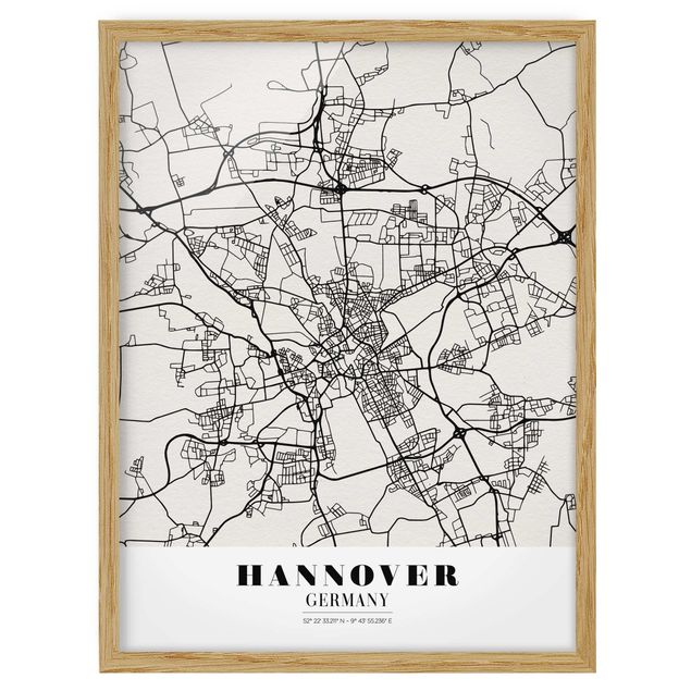 Poster con cornice - Hannover City Map - Classic - Verticale 4:3