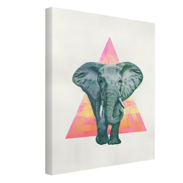 Riproduzioni su tela Illustrazione - Elefante fronte triangolo pittura