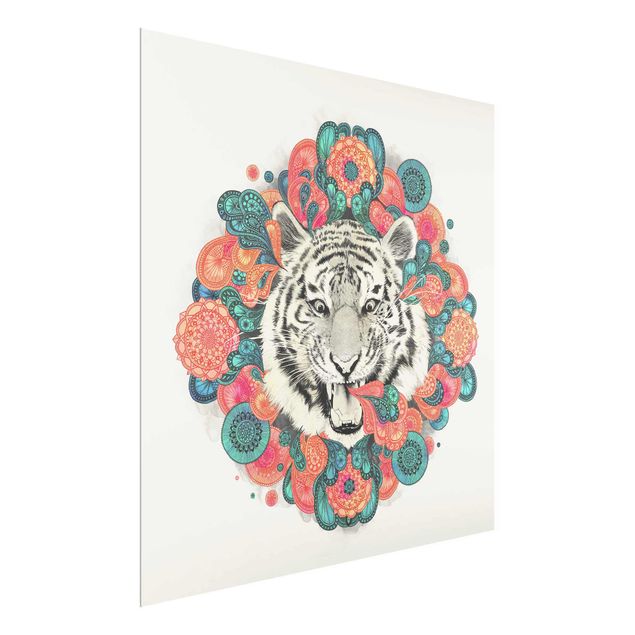 Quadro in vetro - Illustrazione Tiger disegno Mandala Paisley - Quadrato 1:1