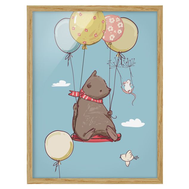 Poster con cornice - Bear And Mouse Flying - Verticale 4:3