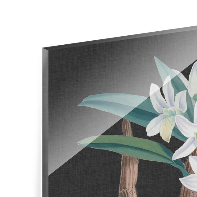 Quadro in vetro - White Orchid su tela di canapa I - Verticale 3:2