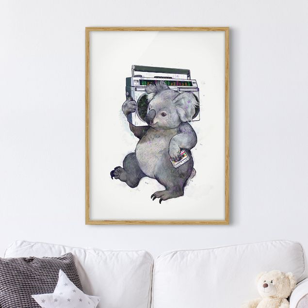 stampe animali Illustrazione - Koala con radio pittura