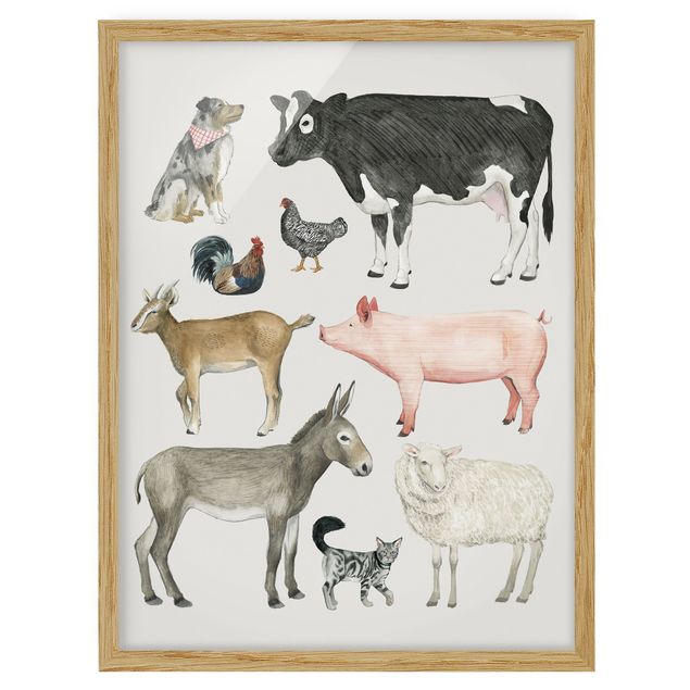 Poster con cornice - La Fattoria Degli Animali Famiglia I - Verticale 4:3