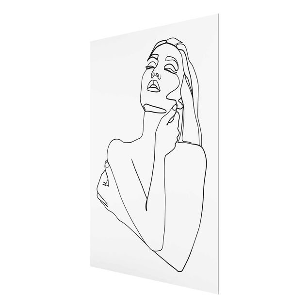 Quadro in vetro - Line Art Torso della donna Bianco e nero - Verticale 4:3