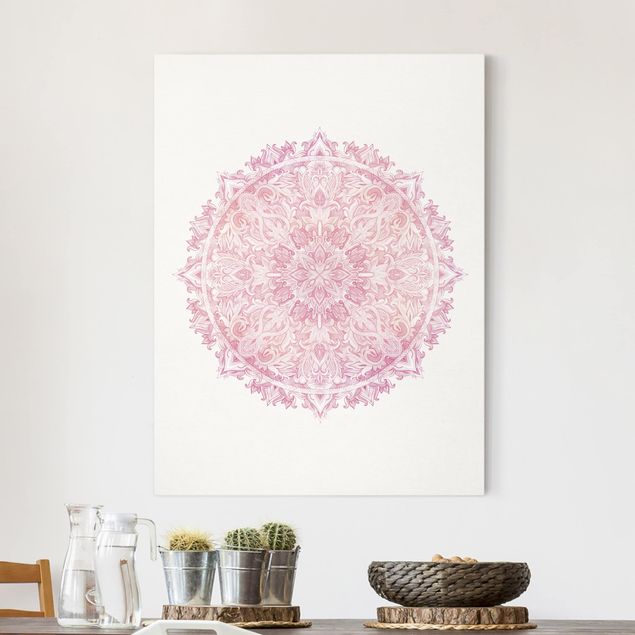 Quadri con disegni Mandala - Acquerelli Rosa Ornamento Rosa Chiaro