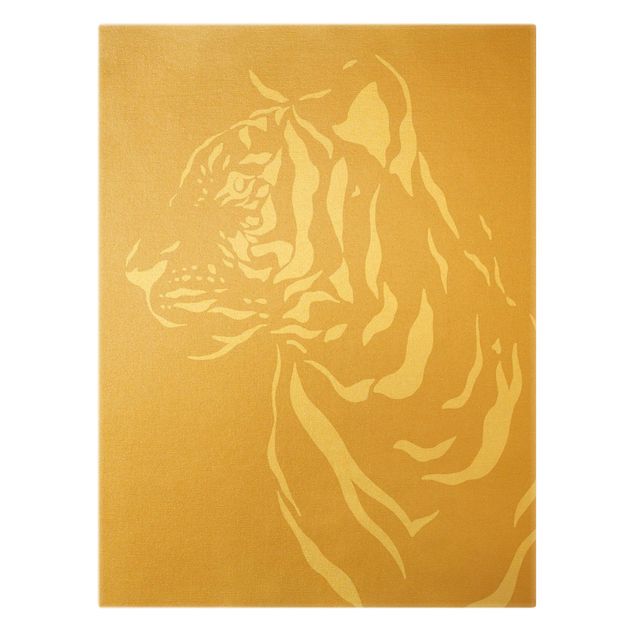 Stampa su tela Animali del Safari - Ritratto di tigre beige