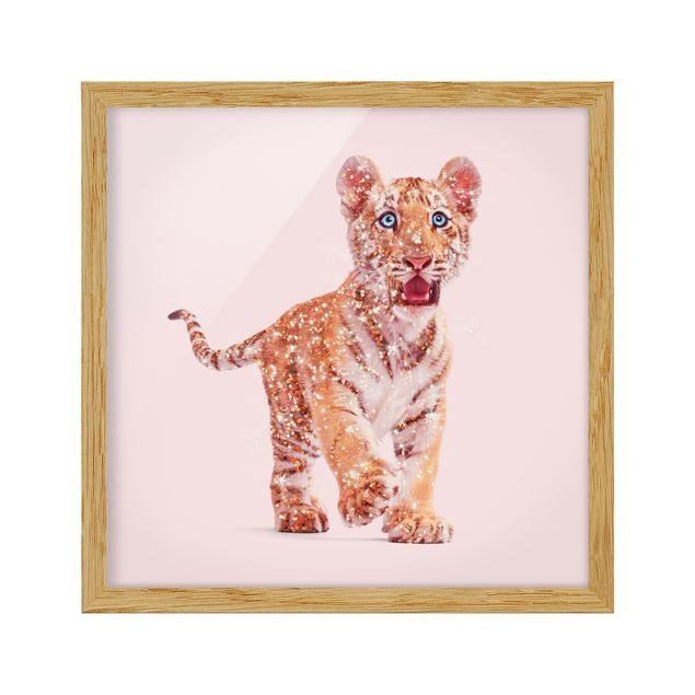 Poster con cornice - Tiger con glitter - Quadrato 1:1
