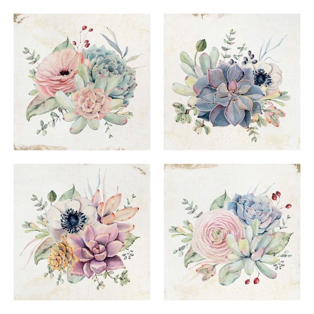 Quadri su tela Casetta di fiori ad acquerello