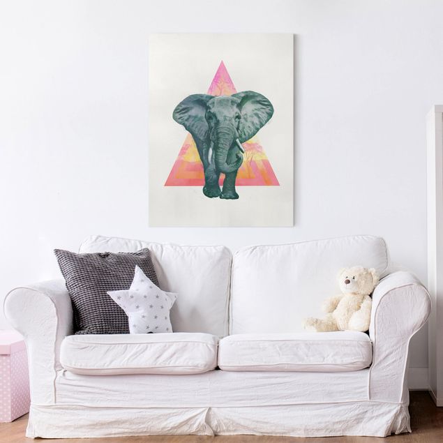 quadri con animali Illustrazione - Elefante fronte triangolo pittura