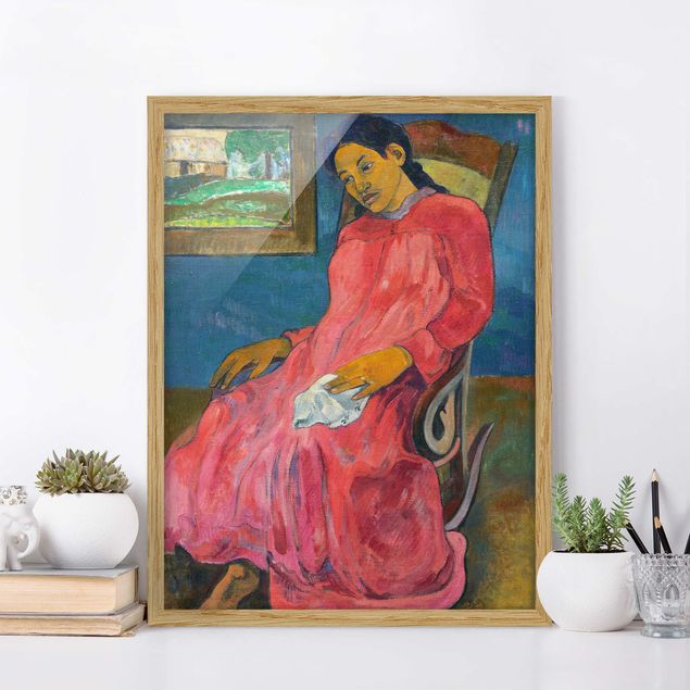 Poster con cornice - Paul Gauguin - Faaturuma (Melancholic) - Verticale 4:3