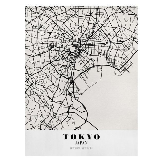 Stampe su tela Mappa di Tokyo - Classica