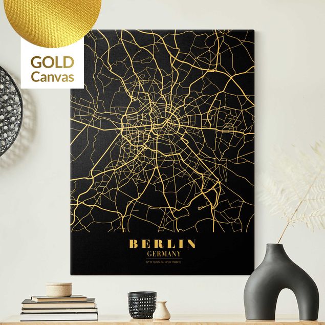 Tele bianco e nero Mappa della città di Berlino - Nero classico