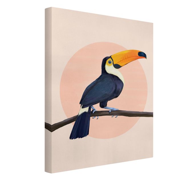 Quadro su tela animali Illustrazione - Uccello Tucano Pittura Pastello