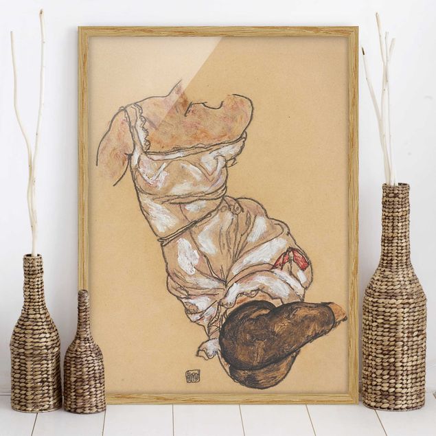 Egon Schiele Egon Schiele - Torso femminile in biancheria intima e calze nere