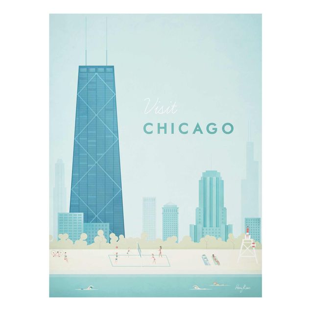 Quadro in vetro - Poster viaggio - Chicago - Verticale 4:3