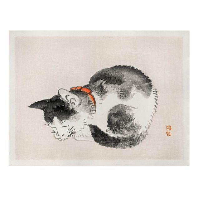 Stampe su tela animali Disegno vintage asiatico gatto addormentato