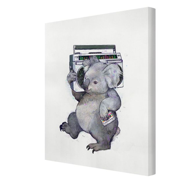 Quadri moderni per soggiorno Illustrazione - Koala con radio pittura