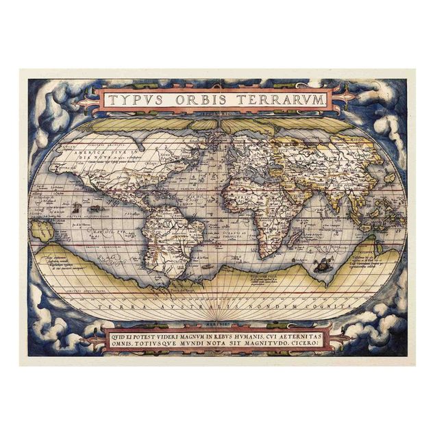 Quadro in vetro - Historic tipo World Map Orbis Terrarum - Orizzontale 3:4