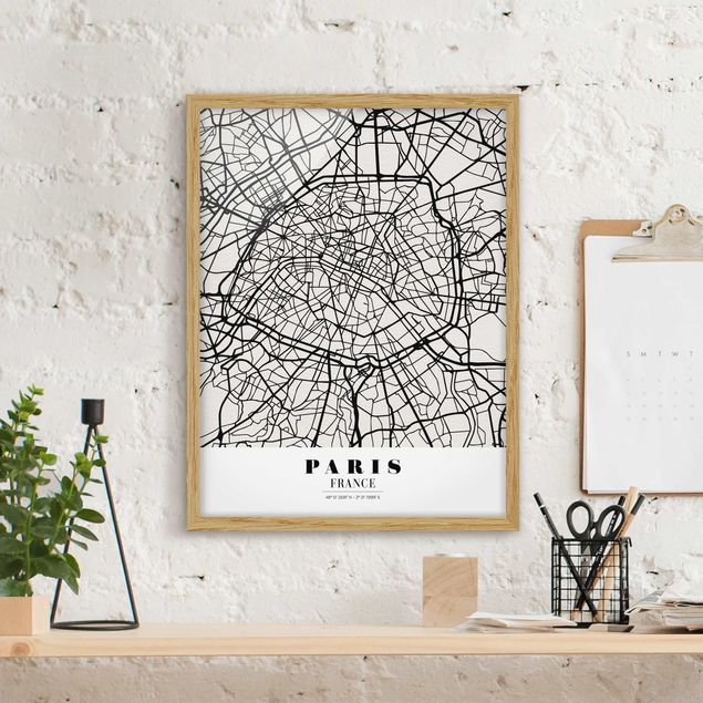 Poster con cornice - Paris City Map - Classic - Verticale 4:3