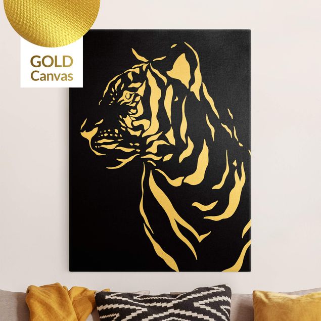 Tela leone Animali del Safari - Ritratto di tigre nero