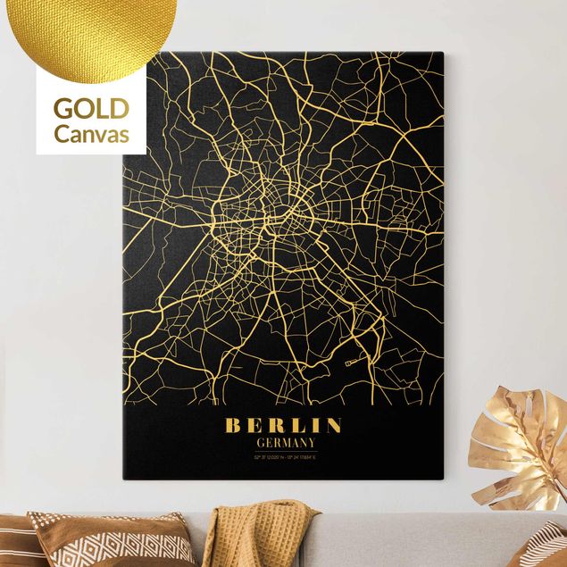 Tele oro Mappa della città di Berlino - Nero classico
