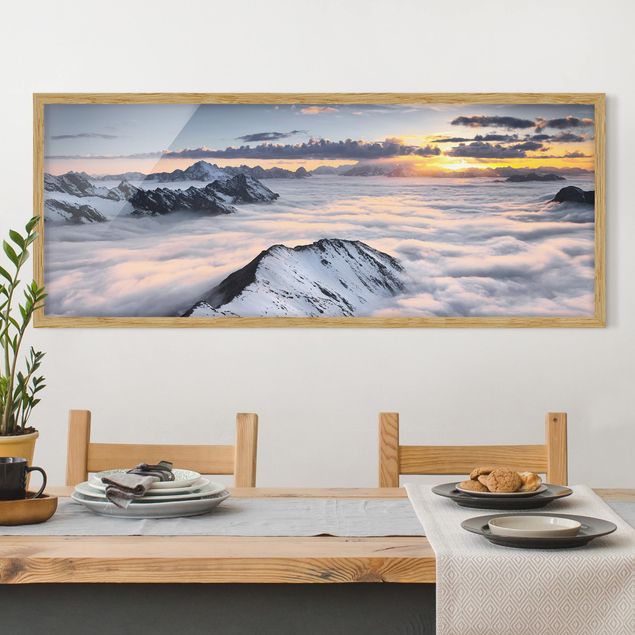 Poster con cornice - Vista Di Nubi E Le Montagne - Panorama formato orizzontale