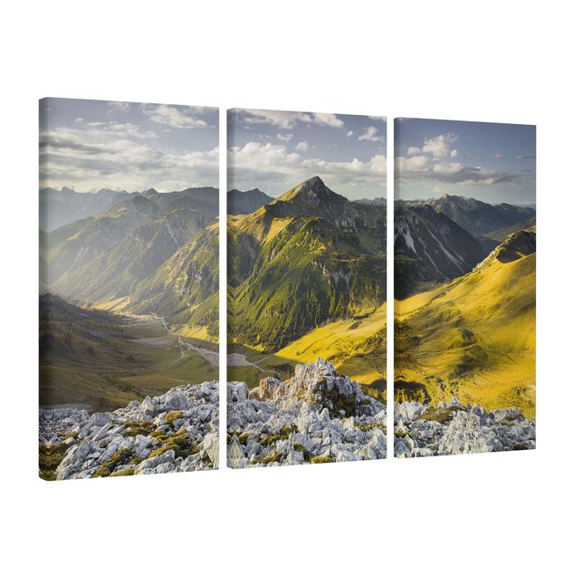 Quadri su tela Montagne e valle delle Alpi di Lechtal in Tirolo