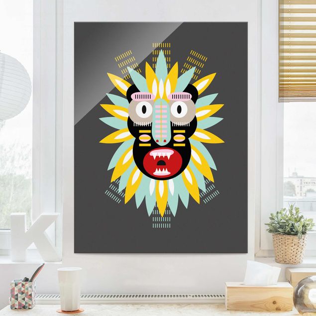 Lavagna magnetica vetro Maschera etnica a collage - King Kong