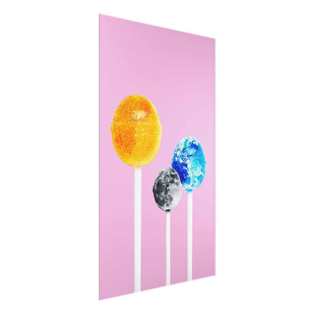 Quadro in vetro - Lollipops con pianeti - Verticale 3:2