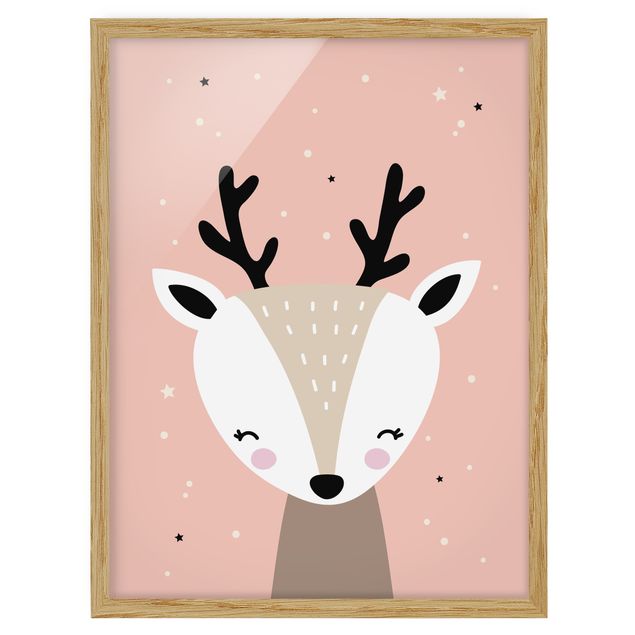 Poster con cornice - Happy Deer - Verticale 4:3