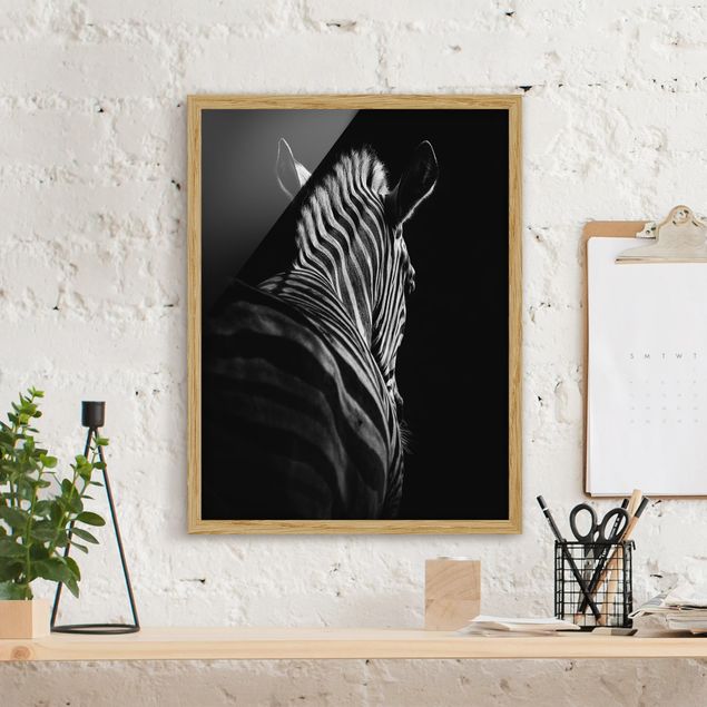 Poster con cornice - Scuro silhouette zebra - Verticale 4:3