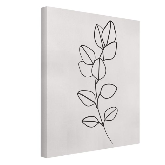Riproduzioni su tela quadri famosi Line Art - Ramo di foglie in bianco e nero