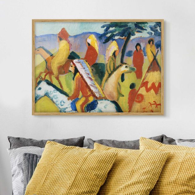 Poster con cornice - August Macke - Riding Indians Next To The Tent - Orizzontale 3:4