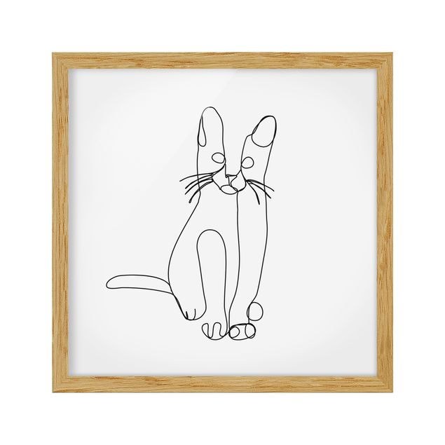 Poster con cornice - Cat Line Art - Quadrato 1:1