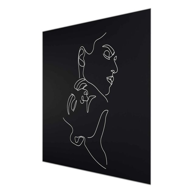 Quadro in vetro - Line Art Black Women Faces - Quadrato 1:1