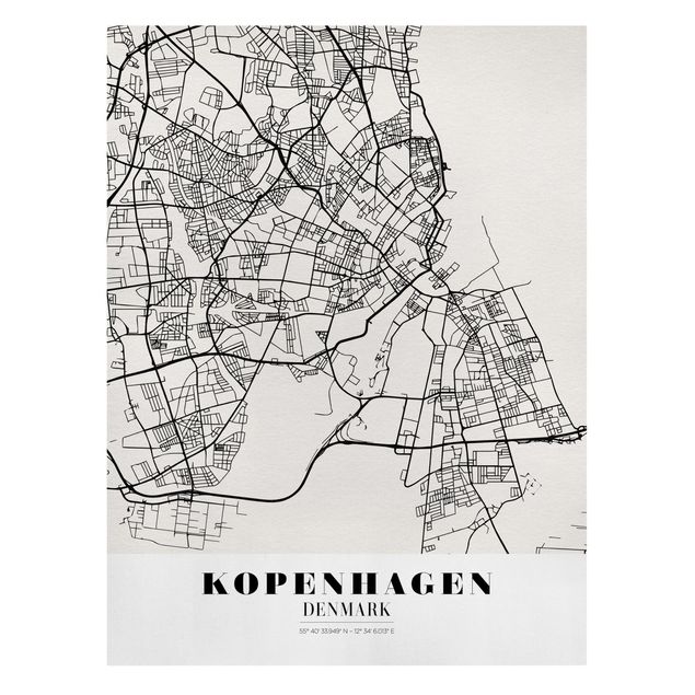 Quadri su tela Mappa di Copenaghen - Classica