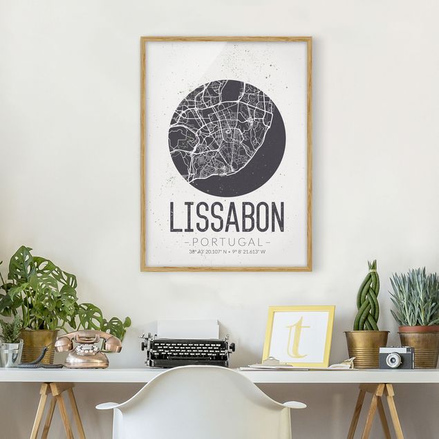 Poster con cornice - Lisbon City Map - Retro - Verticale 4:3